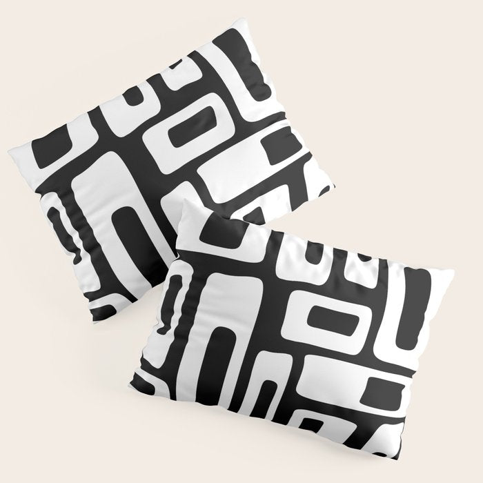 Black and White Mid Century Modern Abstract Pattern 335 Pillow Sham Gallery Image 1