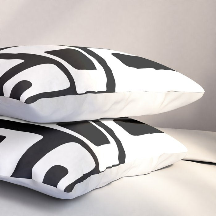 Black and White Mid Century Modern Abstract Pattern 335 Pillow Sham Gallery Image 3