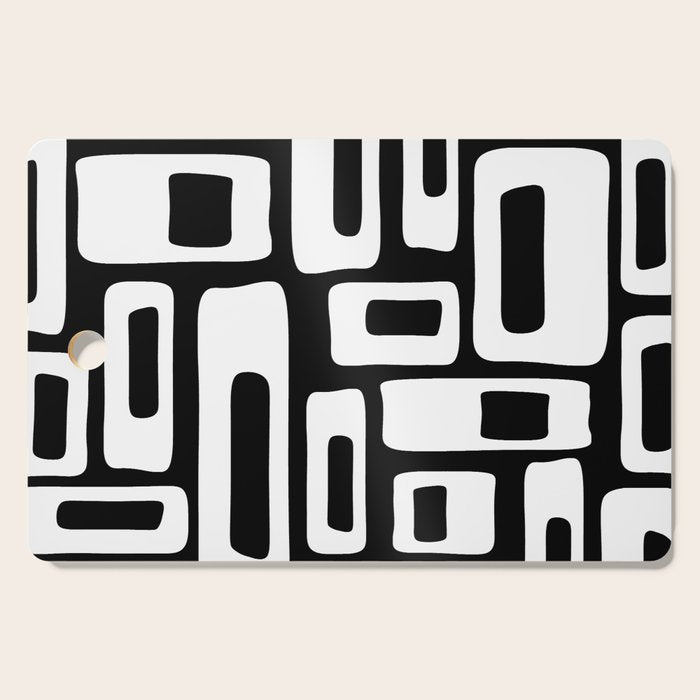 Black and White Mid Century Modern Abstract Pattern 335 Cutting Board Gallery Image 1