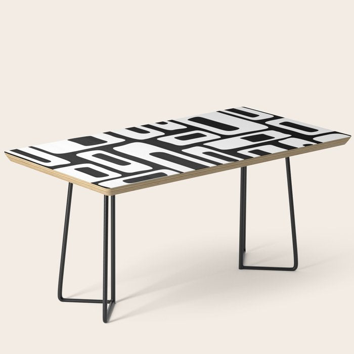 Black and White Mid Century Modern Abstract Pattern 335 Coffee Table Gallery Image 1