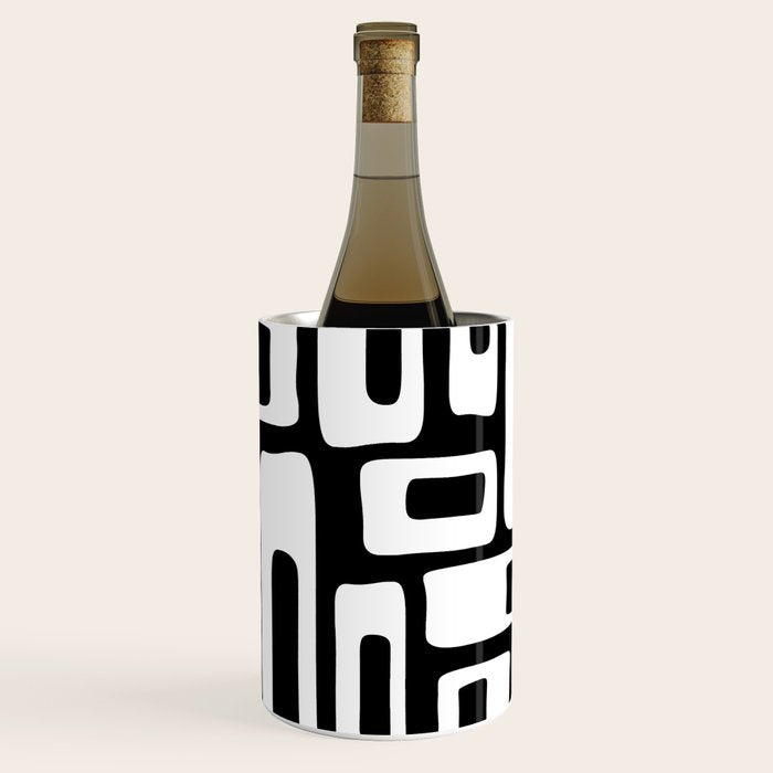 Black and White Mid Century Modern Abstract Pattern 335 Wine Chiller Gallery Image 1