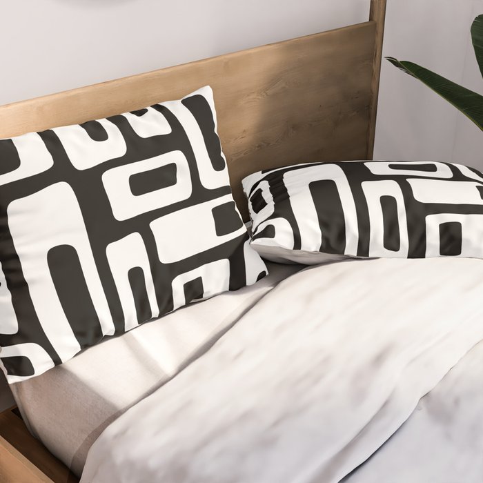 Black and White Mid Century Modern Abstract Pattern 335 Pillow Sham Gallery Image 2