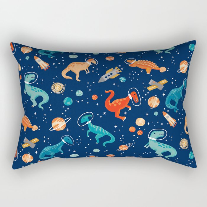 Painted Space Dinosaurs Rectangular Pillow Gallery Image 1