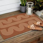 Geometric Lines in Terracotta and Beige 76 (Mid century Midern Rainbow Abstract) Outdoor Rug Gallery Image 2