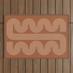 Geometric Lines in Terracotta and Beige 76 (Mid century Midern Rainbow Abstract) Outdoor Rug Gallery Image 1