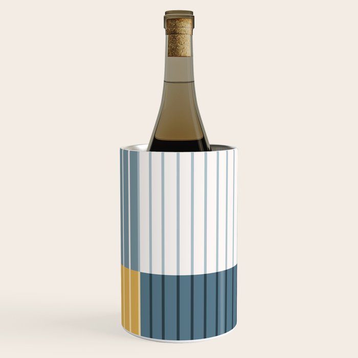 Color Block Line Abstract LXVIII Beachy Coastal Wine Chiller Gallery Image 1