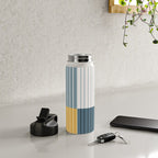 Color Block Line Abstract LXVIII Beachy Coastal Water Bottle Gallery Image 4