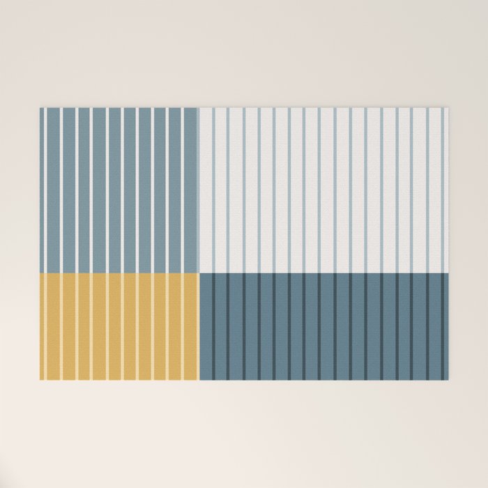 Color Block Line Abstract LXVIII Beachy Coastal Welcome Mat Gallery Image 1