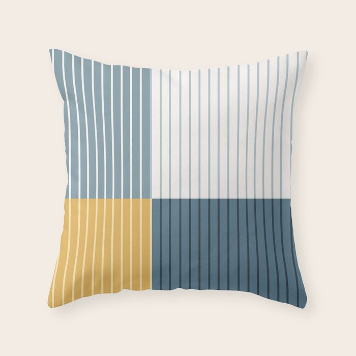 Color Block Line Abstract LXVIII Beachy Coastal Throw Pillow Gallery Image 1