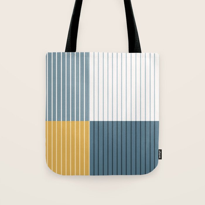 Color Block Line Abstract LXVIII Beachy Coastal Tote Bag Gallery Image 1