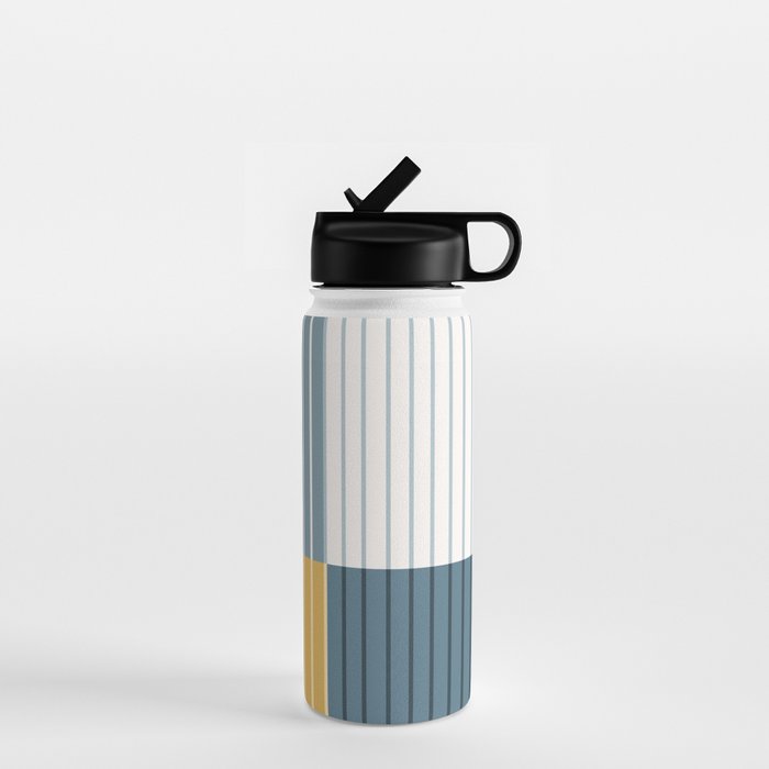 Color Block Line Abstract LXVIII Beachy Coastal Water Bottle Gallery Image 1