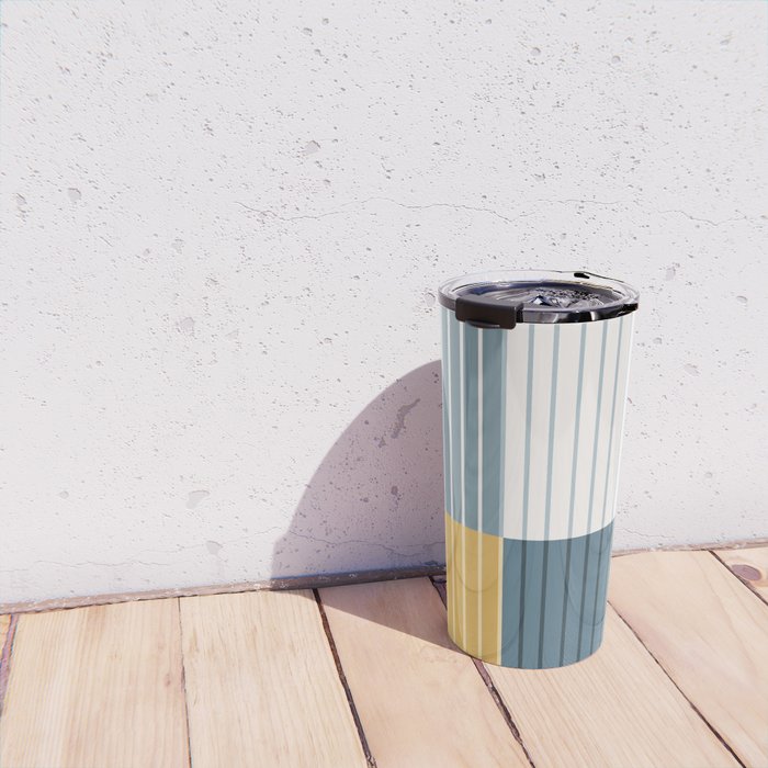 Color Block Line Abstract LXVIII Beachy Coastal Travel Mug Gallery Image 4