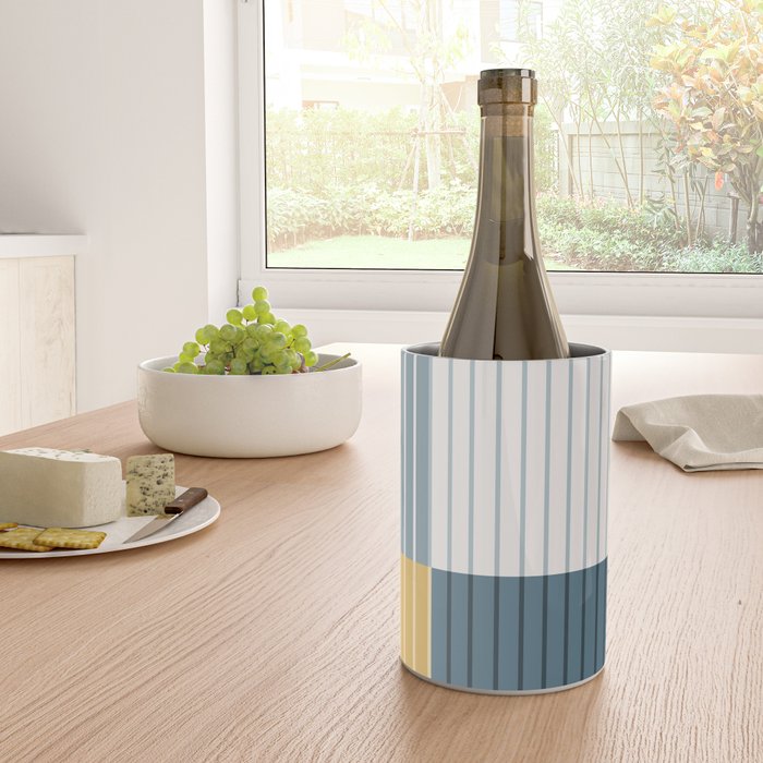 Color Block Line Abstract LXVIII Beachy Coastal Wine Chiller Gallery Image 4