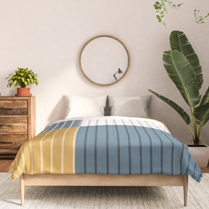 Color Block Line Abstract LXVIII Beachy Coastal Comforter Gallery Image 3