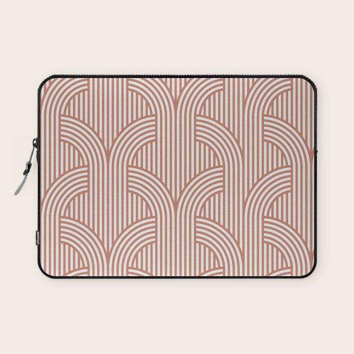 Terracotta retro lines Laptop Sleeve Gallery Image 1