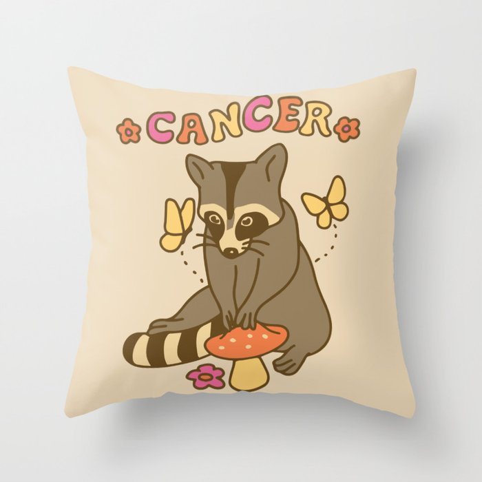 Cancer Raccoon Throw Pillow Gallery Image 6