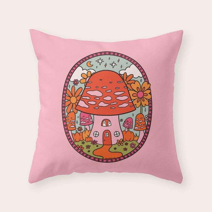 Mushroom Cottage Throw Pillow Gallery Image 6