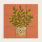 ZZ Plant Art on Terra cotta background Wood Wall Art Gallery Image 1