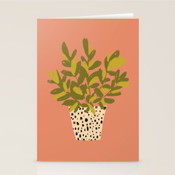 ZZ Plant Art on Terra cotta background Stationery Card Gallery Image 2