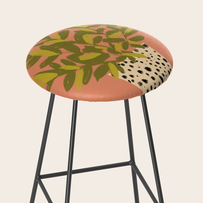 ZZ Plant Art on Terra cotta background Stool Gallery Image 2