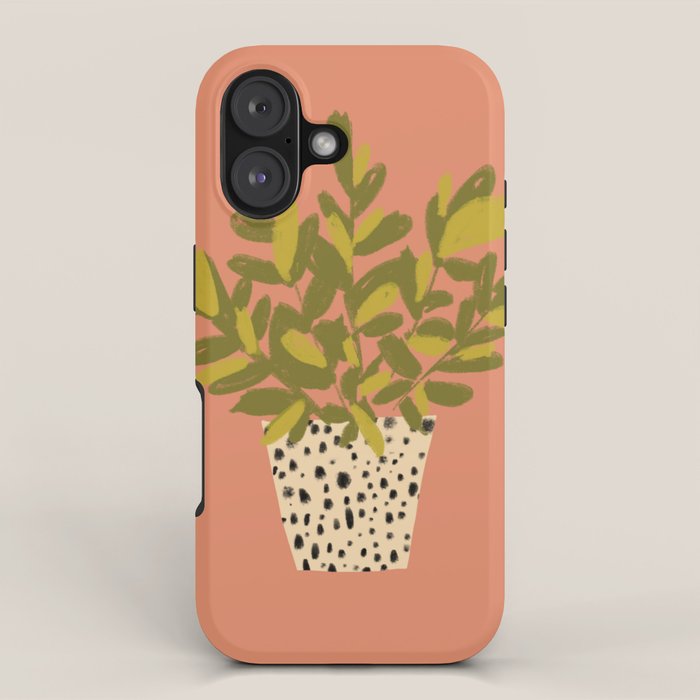 ZZ Plant Art on Terra cotta background iPhone Case Gallery Image 1