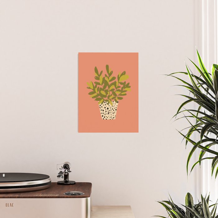 ZZ Plant Art on Terra cotta background Poster Gallery Image 2