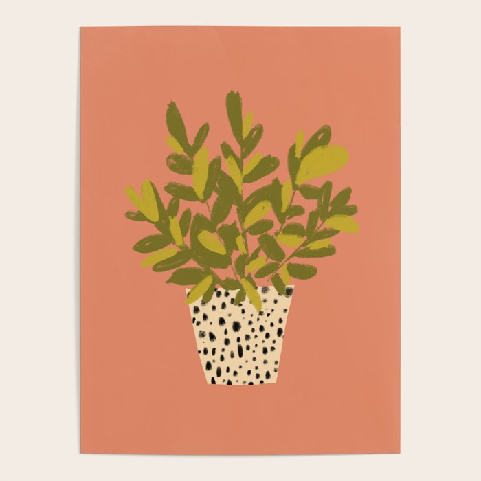 ZZ Plant Art on Terra cotta background Poster Gallery Image 4