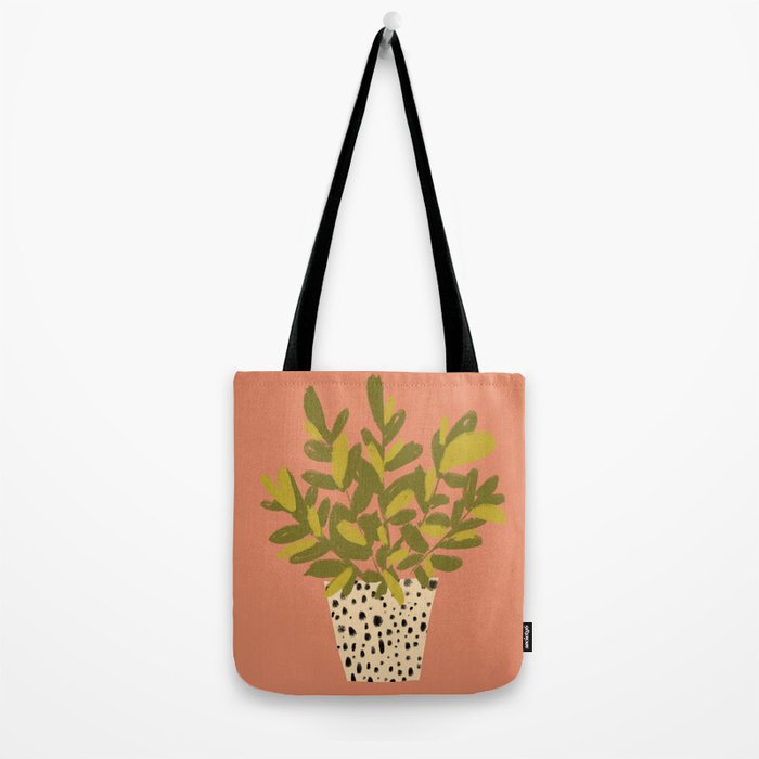 ZZ Plant Art on Terra cotta background Tote Bag Gallery Image 2