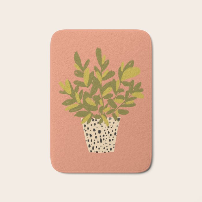 ZZ Plant Art on Terra cotta background Bath Mat Gallery Image 1