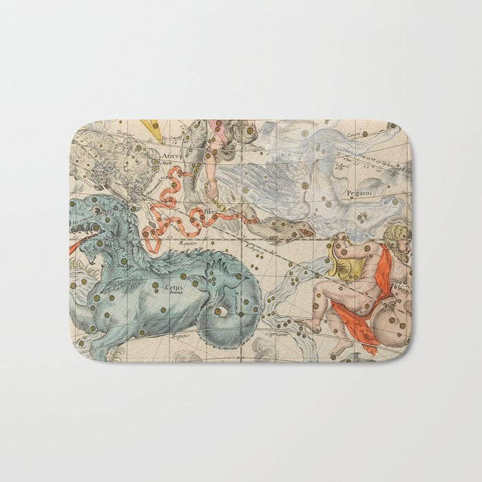 Vintage Celestial & Astrological Map  (1693) Bath Mat Gallery Image 1