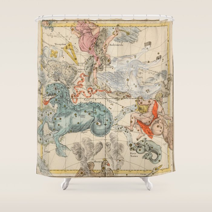 Vintage Celestial & Astrological Map  (1693) Shower Curtain Gallery Image 1