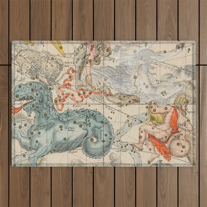 Vintage Celestial & Astrological Map  (1693) Outdoor Rug Gallery Image 1