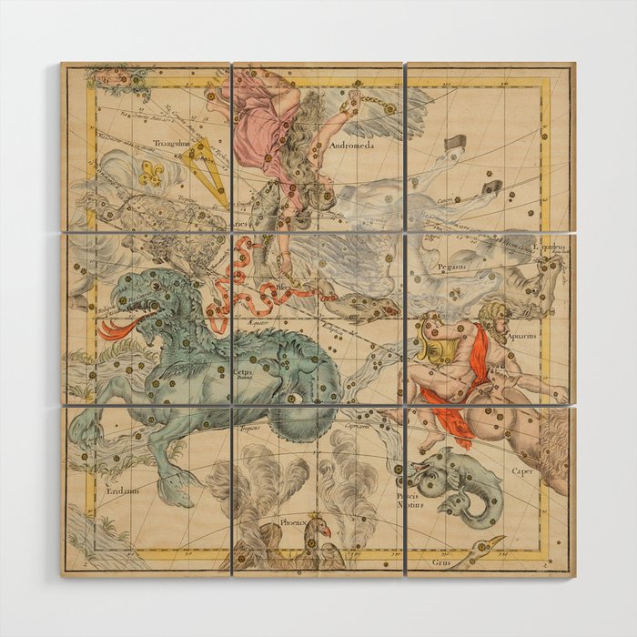 Vintage Celestial & Astrological Map  (1693) Wood Wall Art Gallery Image 1