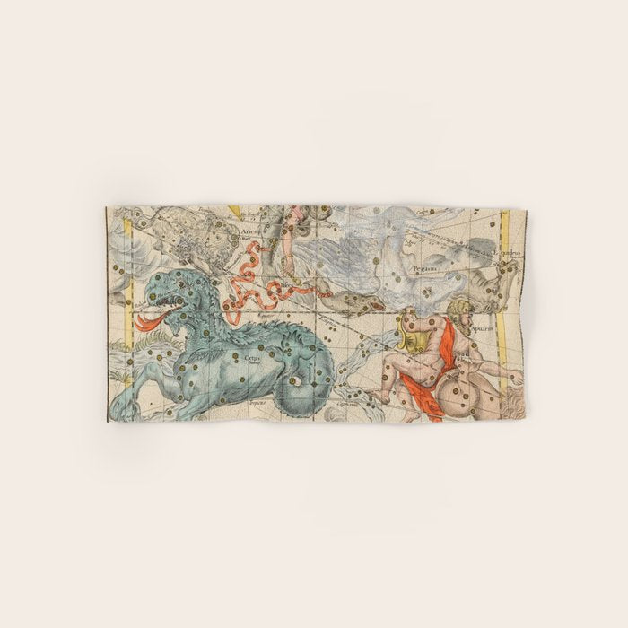 Vintage Celestial & Astrological Map  (1693) Towels Gallery Image 1