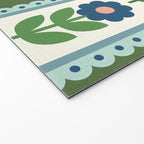 Scandi-Floral Stripes Green Pink Blue Welcome Mat Gallery Image 2