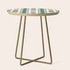 Scandi-Floral Stripes Green Pink Blue Side Table Gallery Image 1