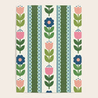 Scandi-Floral Stripes Green Pink Blue Poster Gallery Image 4