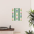 Scandi-Floral Stripes Green Pink Blue Poster Gallery Image 2