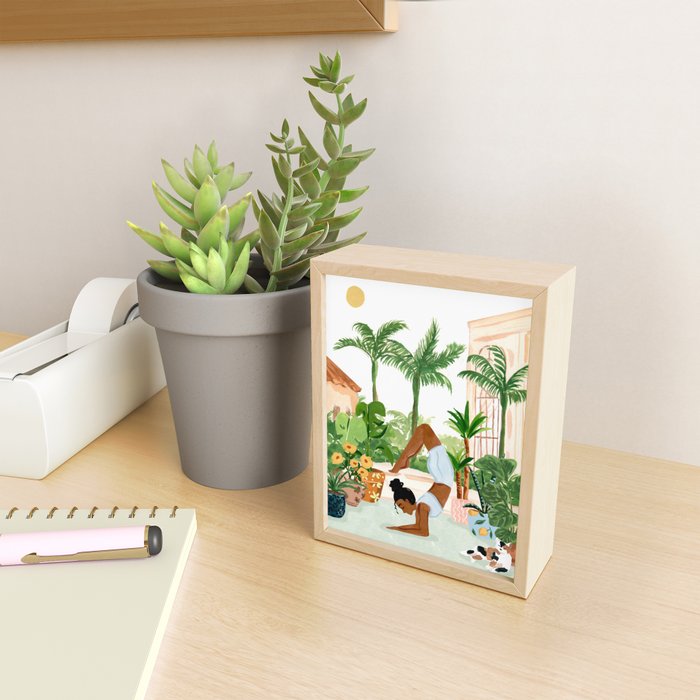 Yoga In the Courtyard Mini Art Print Gallery Image 2