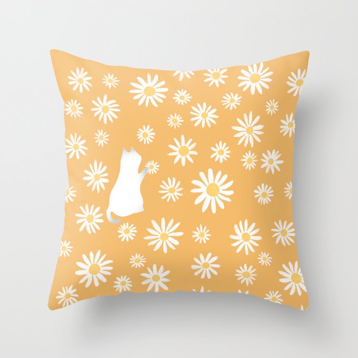 Hidden cat 44 flowers fall  Throw Pillow Gallery Image 6