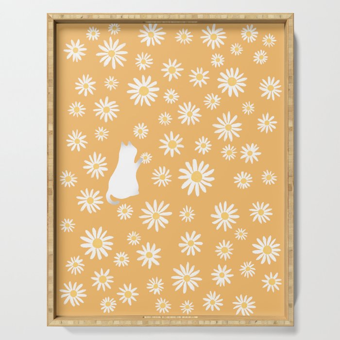 Hidden cat 44 flowers fall  Serving Tray Gallery Image 1