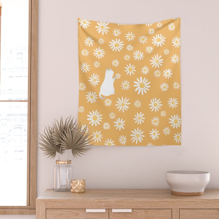 Hidden cat 44 flowers fall  Wall Tapestry Gallery Image 2