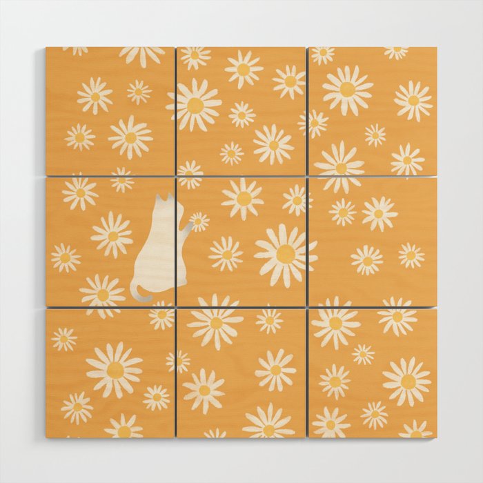 Hidden cat 44 flowers fall  Wood Wall Art Gallery Image 1
