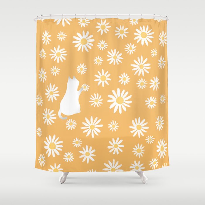 Hidden cat 44 flowers fall  Shower Curtain Gallery Image 1