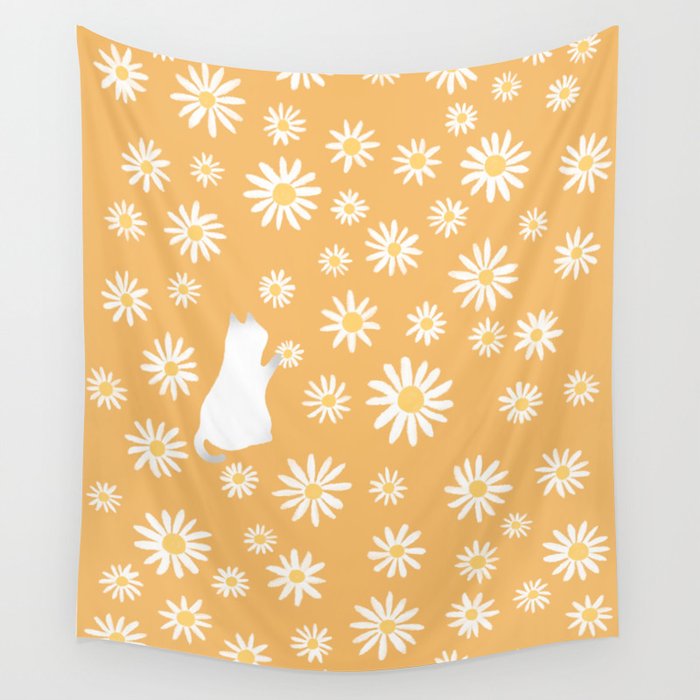 Hidden cat 44 flowers fall  Wall Tapestry Gallery Image 1