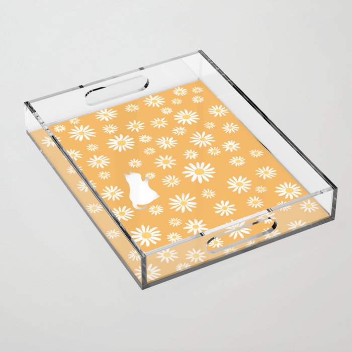 Hidden cat 44 flowers fall  Acrylic Tray Gallery Image 1