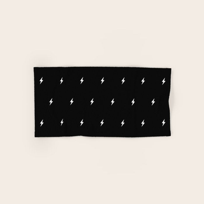 Black and White Lightning Bolt pattern Bath Towel Gallery Image 1