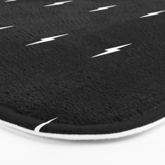 Black and White Lightning Bolt pattern Bath Mat Gallery Image 3
