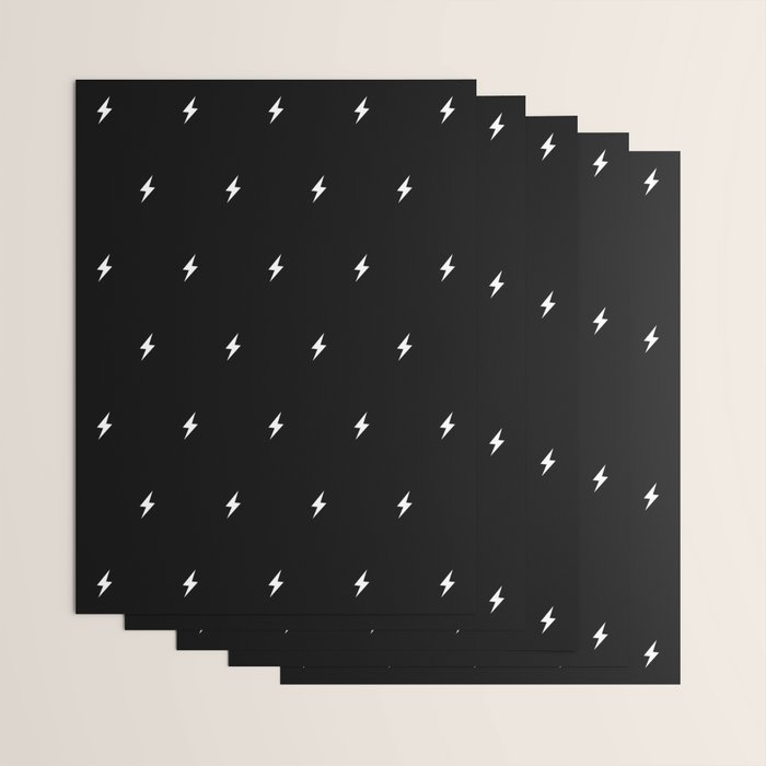Black and White Lightning Bolt pattern Wrapping Paper Gallery Image 3