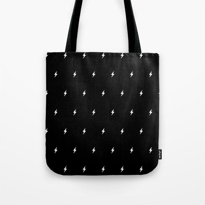Black and White Lightning Bolt pattern Tote Bag Gallery Image 1